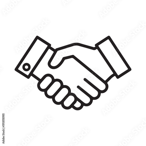 Business Partnership Handshake Icon Agreement Concept Clean Line Art Professional Interaction
