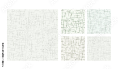 Gossamer Gauze Woven Hand Drawn Grid Material Bolt Variation - Ceiling Repeating Motif for Wrapping Paper Notebook and Textile Use Displaying Filtered Freehand Stroke Variation and Textural Depth