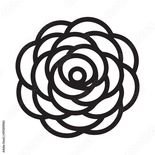 Geometric Flower Icon Stylized Blossom Petal Arrangement Minimalist Design Vector Graphic