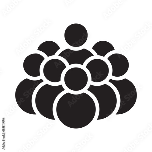 Group of People Silhouette Symbol Representing Teamwork and Community Minimalist Vector Icon