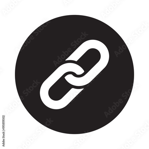 Interlocking Chain Links Symbol on Black Circle Background Minimalist Design Connectivity Concept