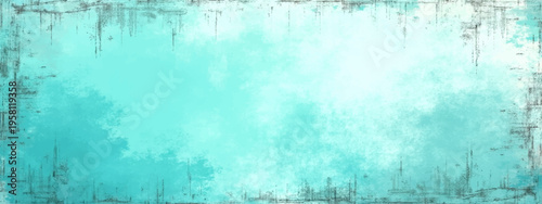 Vector Abstract painting with textures showcases dreamy turquoise hues with artistic charm. Background creates soft look and visual impression of depth. Textured brushstrokes and color fields.