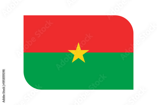 Flag of Burkina Faso with rounded corners on transparent background