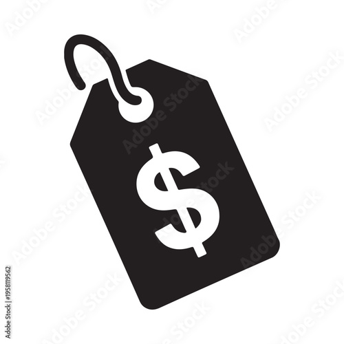 Price Tag with Dollar Sign Retail Label Isolated on White Minimalist Style