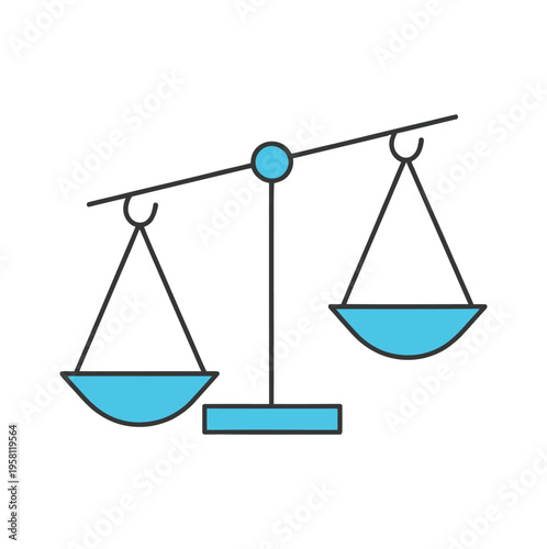 Balanced scale with blue bowls represents equilibrium
