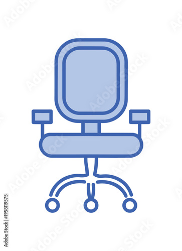 Blue office chair with armrests and wheels