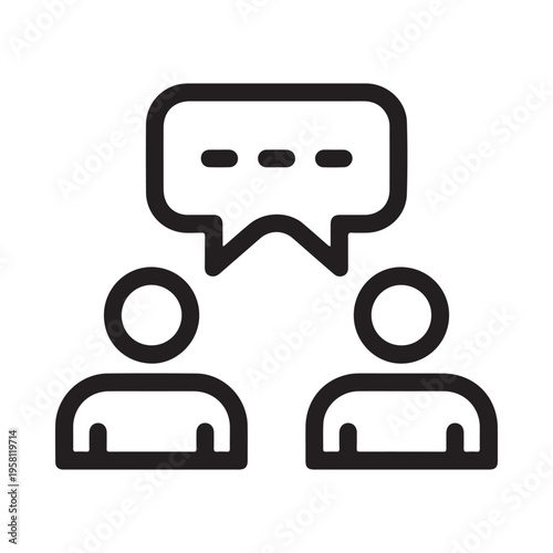 Two People Talking Chat Bubbles Communication Conversation Dialogue Discussion Line Art