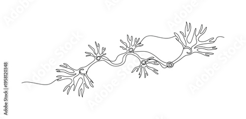 AI Neural Network Visualization. Minimalistic one-line drawing abstract connected node network representing artificial intelligence neural structure,