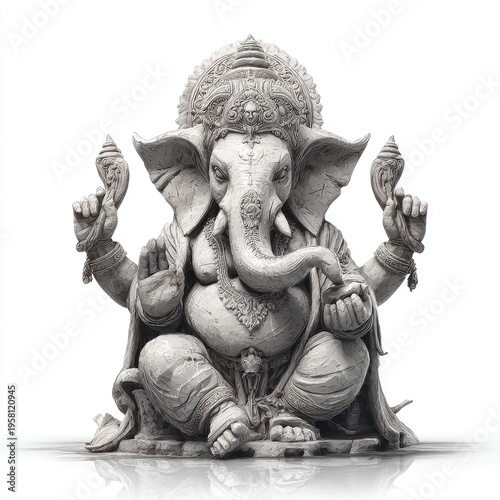 Close-up view of lord ganesha temple sculpture a cultural and spiritual celebration of devotion