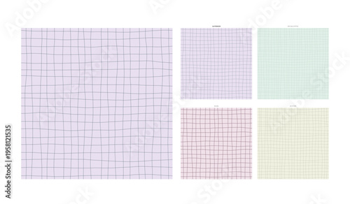 Sheer Organza Hand Drawn Grid Overlay Repeat in Lavender - Repeating Tile Material with Authentic Handmade Irregularity and Warmth with Distinctive Artisan Drawing Quality and Irregular Beauty