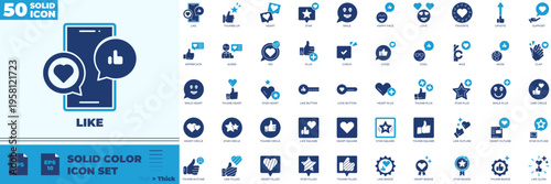 Like Solid Color Editable Icons set