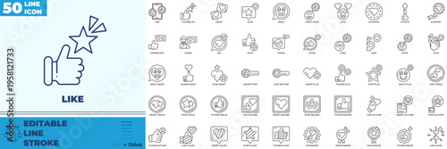 Like Line Editable Icons set
