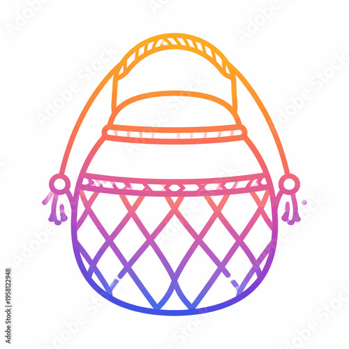 Celebrating festive illumination, a colorful gradient pattern lantern with braided rope handles and tassels is showcased in a clean studio setting from a front-on perspective