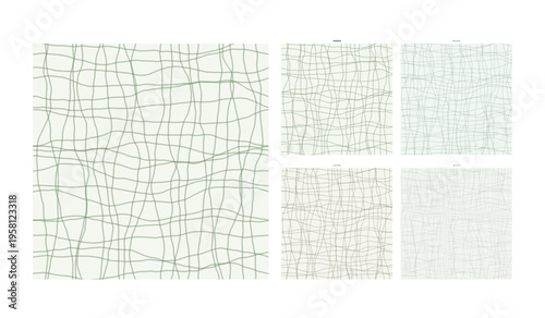 Gossamer Gauze Woven Hand Drawn Grid Texture Sheer Variation - Seamless Tileable Backdrop for Textile Wallpaper Wrapping Paper Design with Distinctive Linen Sketching Caliber and Irregular Beauty