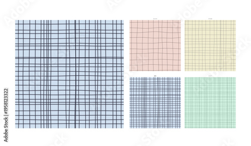 Studio Sketch Hand Drawn Grid Pattern on Sky Paper - Dense Repeating Motif for Wrapping Paper Notebook and Textile Use with Subtle Handcrafted Imperfection and Sketching Character with Handcrafted