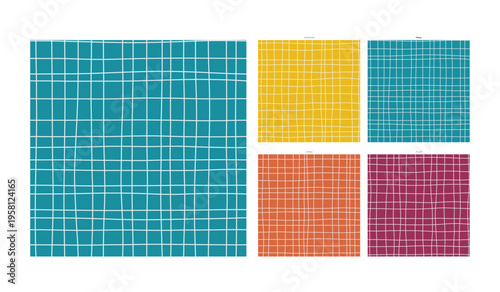 Hand Drawn Continuous Grid Design on Teal Saturated Ground - Repeating Tile Texture with Authentic Handmade Character and Warmth Featuring Natural Pen Wobble Detail and Handcrafted Warmth Presenting