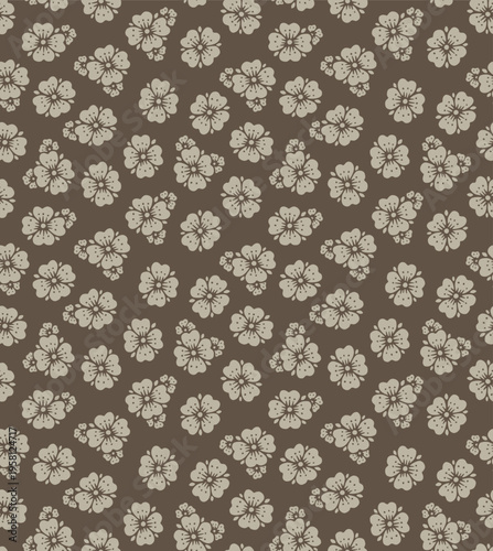 Japanese Pretty Round Flower Fall Vector Seamless Pattern