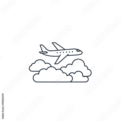 Airplane flying through the sky high.