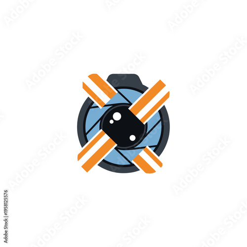 Black and orange camera shutter button.