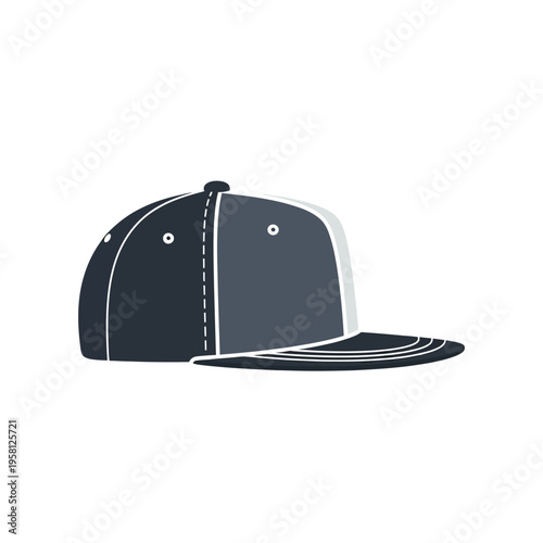 Black Baseball Cap with White Trim.