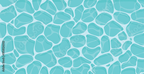 Seamless blue water ripple pattern with swimming pool caustics and abstract liquid surface
