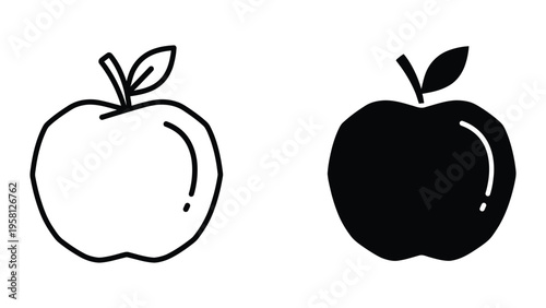 black and white apples vector illustration