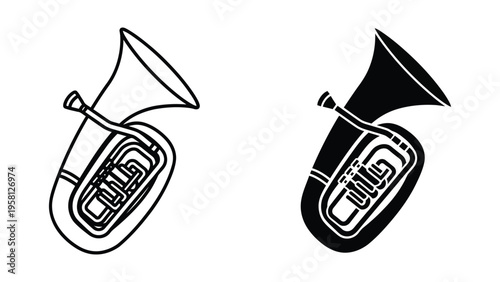 tuba vector illustration, flat design tuba icons