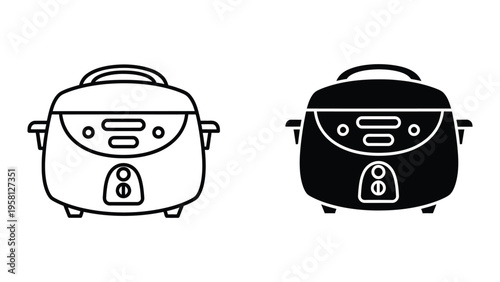 modern rice cooker kitchen appliance flat design vector illustration