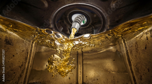 Refilling fuel view from inside of gas tank of a car
