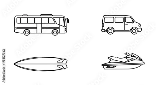 Set of 4 transportation icons vector