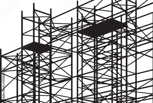 Scaffolding structure with metal beams and platforms illustration design