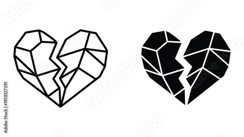 Broken heart geometric shapes vector illustration, flat design