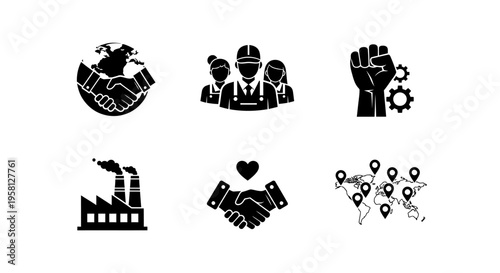 flat vector 6 Labor Day Icons Vector isolated on White Background vector background, vector illustration