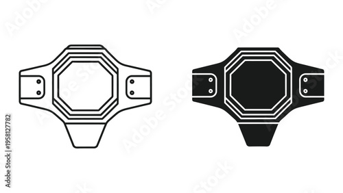 black and white octagonal buckle vector illustration, flat design
