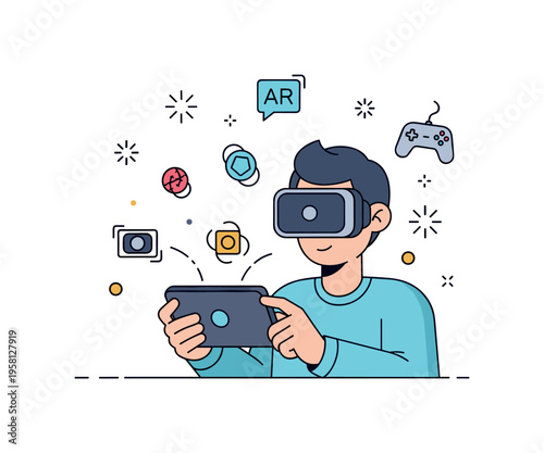 Mobile gaming person holding a mobile phone with rhythm game elements and floating notes representing music-based gaming, engagement, and interactive fun.