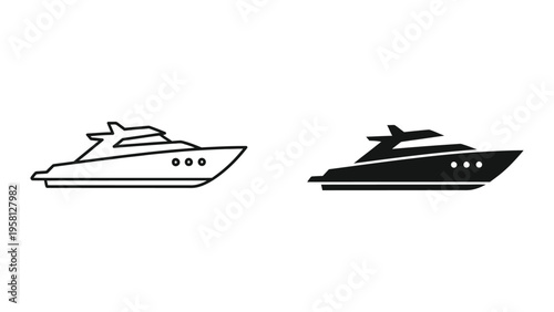modern luxury yacht and speedboat flat design vector illustration