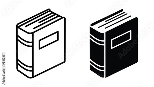 black and white books vector illustration, flat design