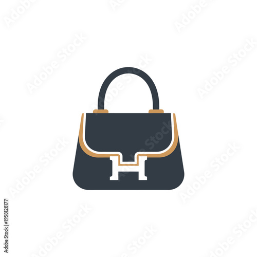 Black Handbag with Gold Accents Luxury.