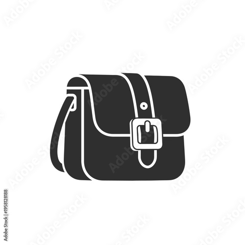 Black leather messenger bag icon.