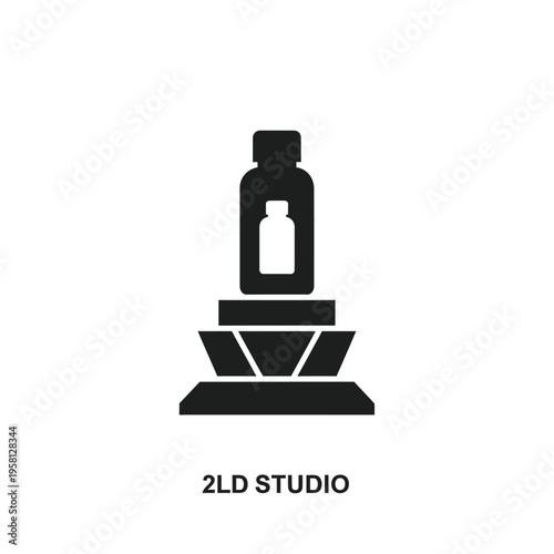 Black silhouette of perfume bottle.