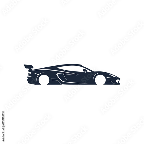 Black sports car side view.