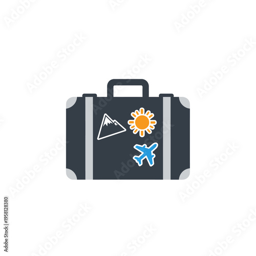 Black Suitcase with Travel Stickers.