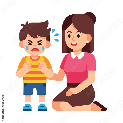 Comforting a child who is experiencing stomach pain
