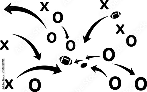 American football strategy diagram vector