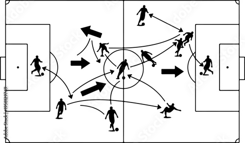 Soccer tactics diagram vector illustration