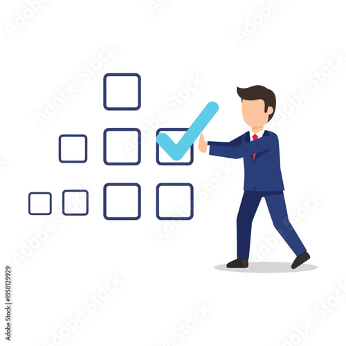 Professional selecting an option from a checklist of tasks or items
