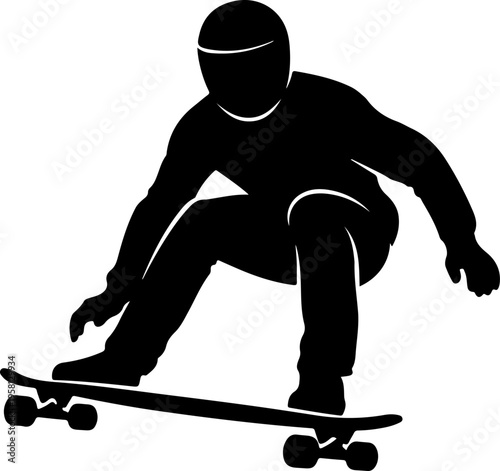 Vector silhouette of skateboarder in action