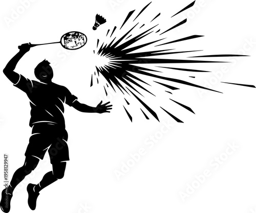 Vector illustration of a badminton player in action