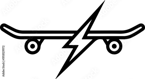 Vector skateboard icon with lightning bolt