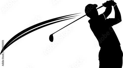 Black silhouette of a golfer swinging a golf club vector